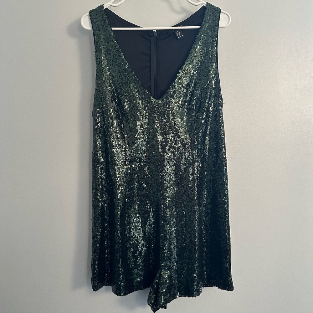 Forever 21 | Dark Green Sequin Romper | 0X | NWOT